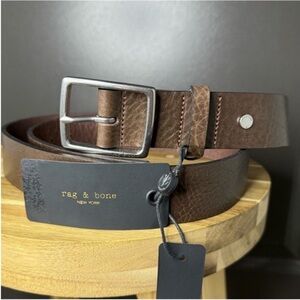 NWT Rag & Bone | Unisex Rugged Belt in Espresso Brown | Size 38 | Retail $195
